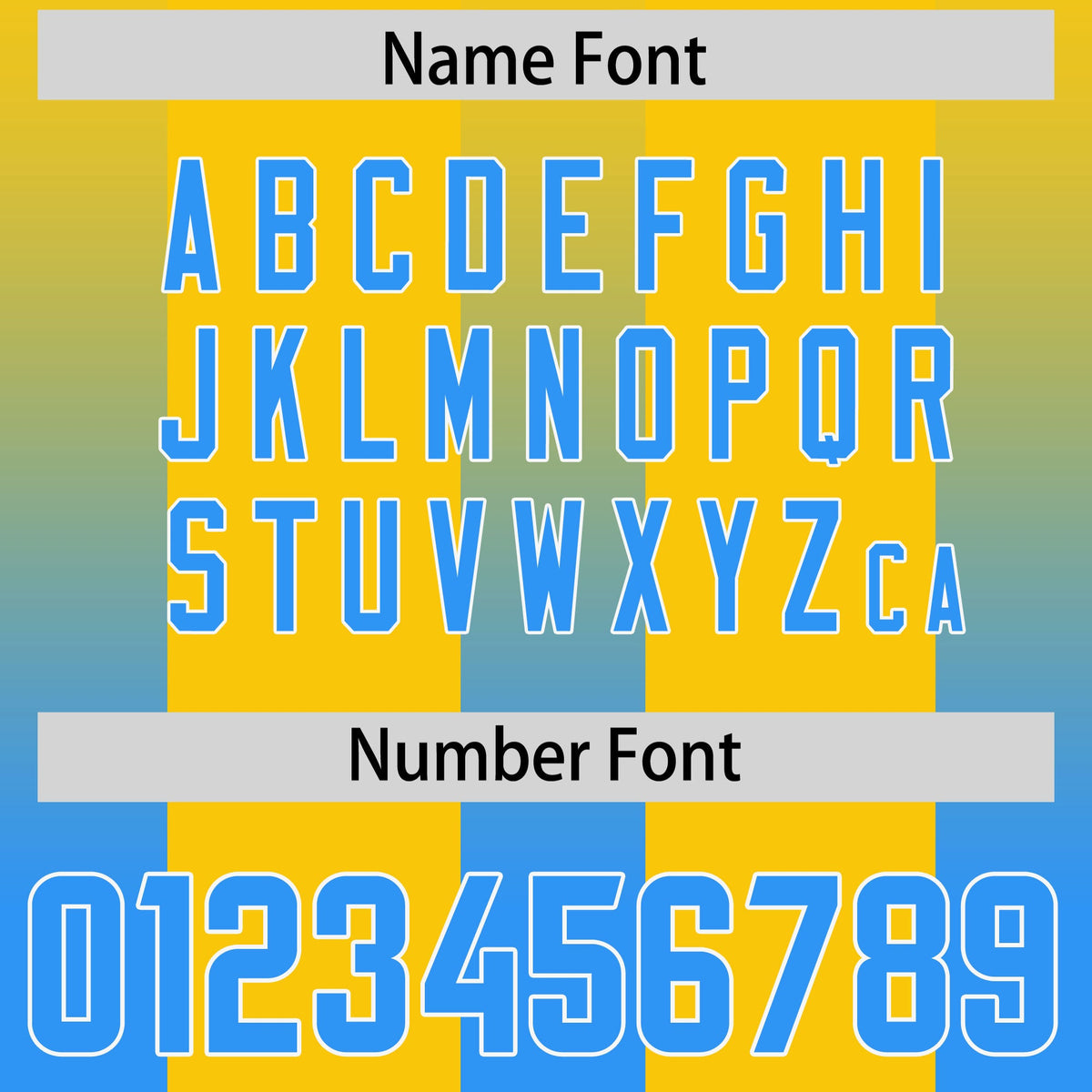 Custom Yellow Light Blue Vertical Width Stripe Gradient Fashion Personalized Team American Football Jersey