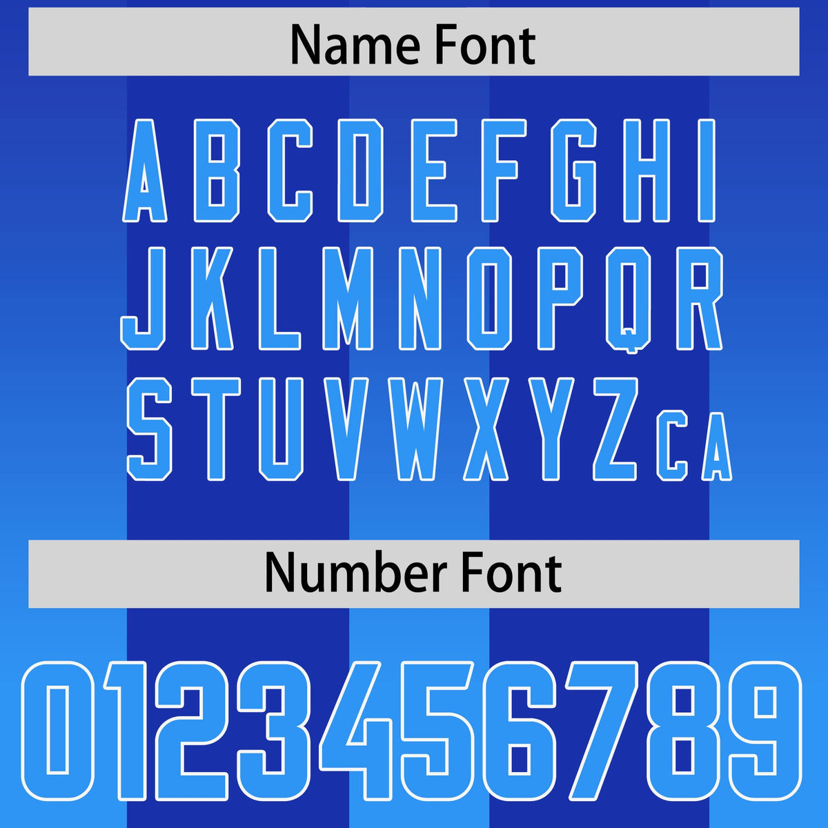 Custom Royal Light Blue Vertical Width Stripe Gradient Fashion Personalized Team American Football Jersey