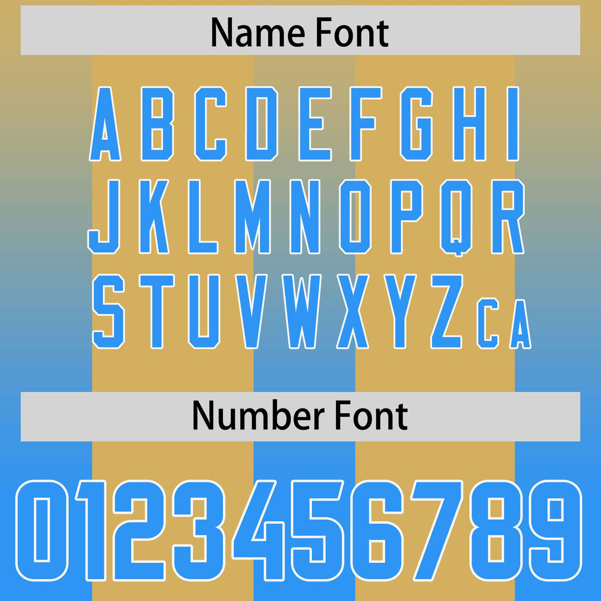 Custom Khaki Light Blue Vertical Width Stripe Gradient Fashion Personalized Team American Football Jersey