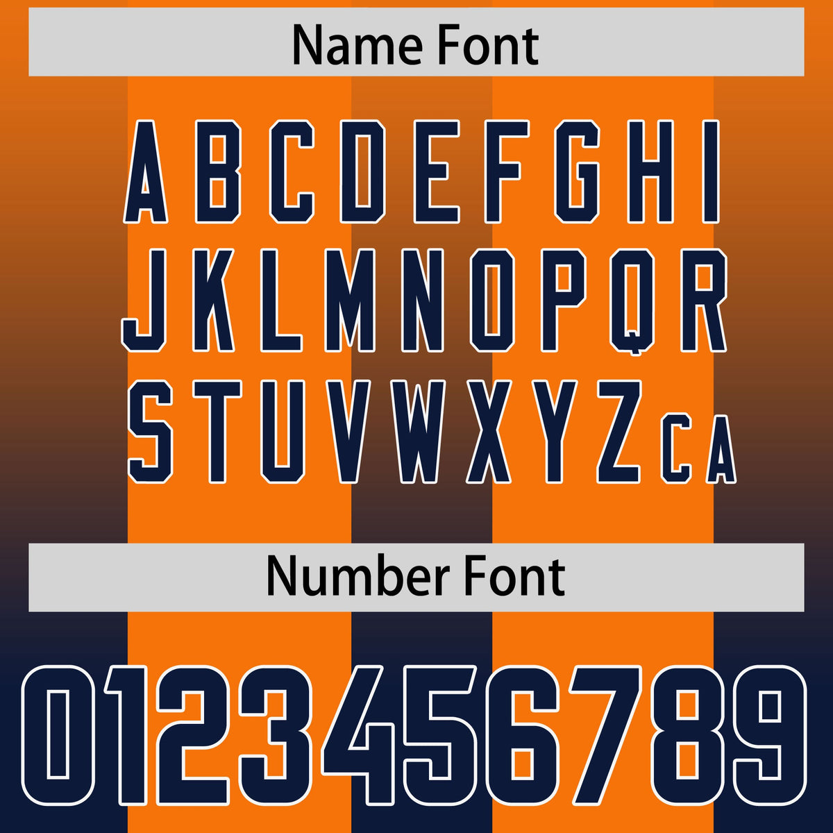 Custom Orange Navy Vertical Width Stripe Gradient Fashion Personalized Team American Football Jersey