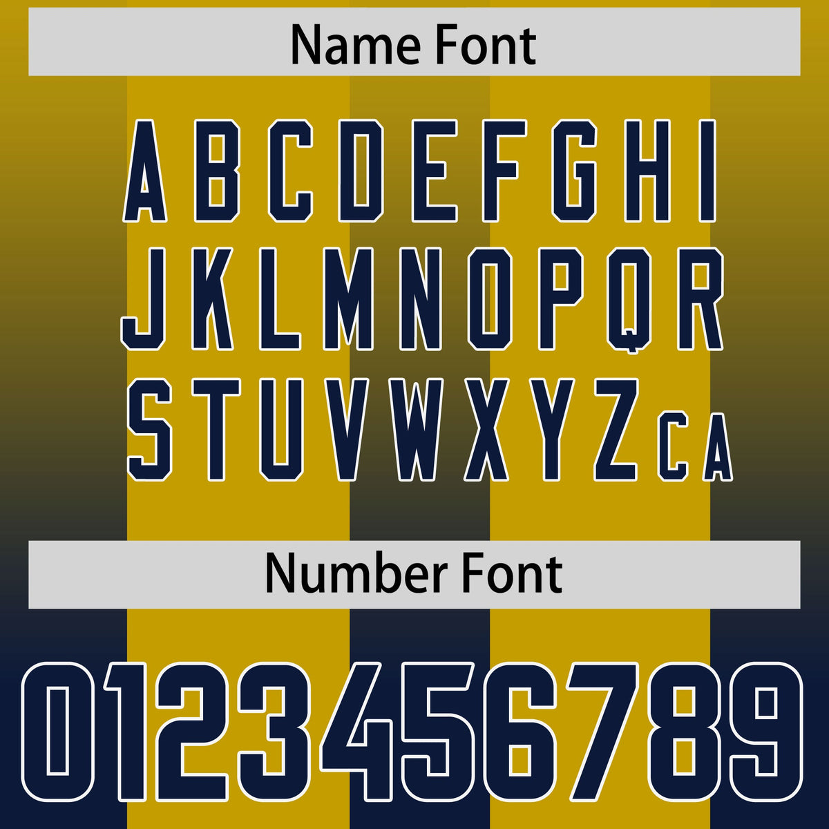 Custom Old Gold Navy Vertical Width Stripe Gradient Fashion Personalized Team American Football Jersey