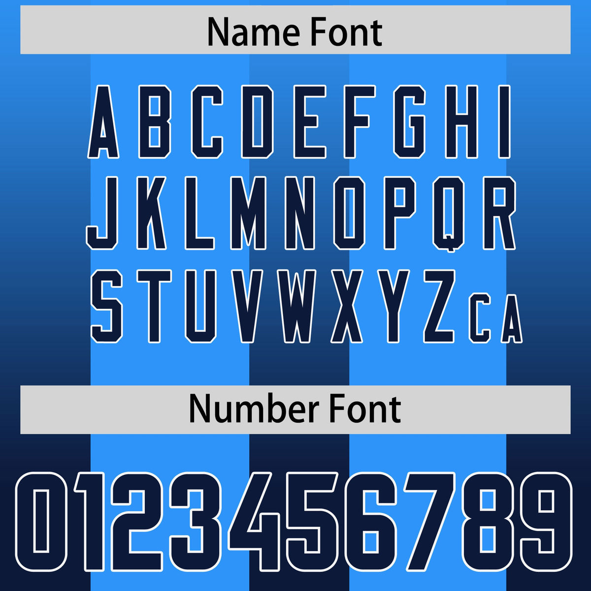 Custom Light Blue Navy Vertical Width Stripe Gradient Fashion Personalized Team American Football Jersey