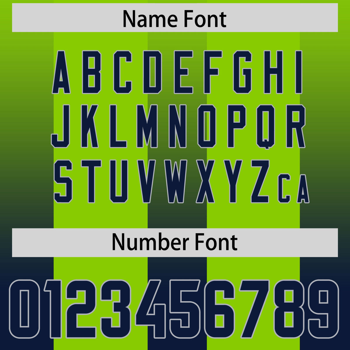 Custom Neon Green Navy Vertical Width Stripe Gradient Fashion Personalized Team American Football Jersey