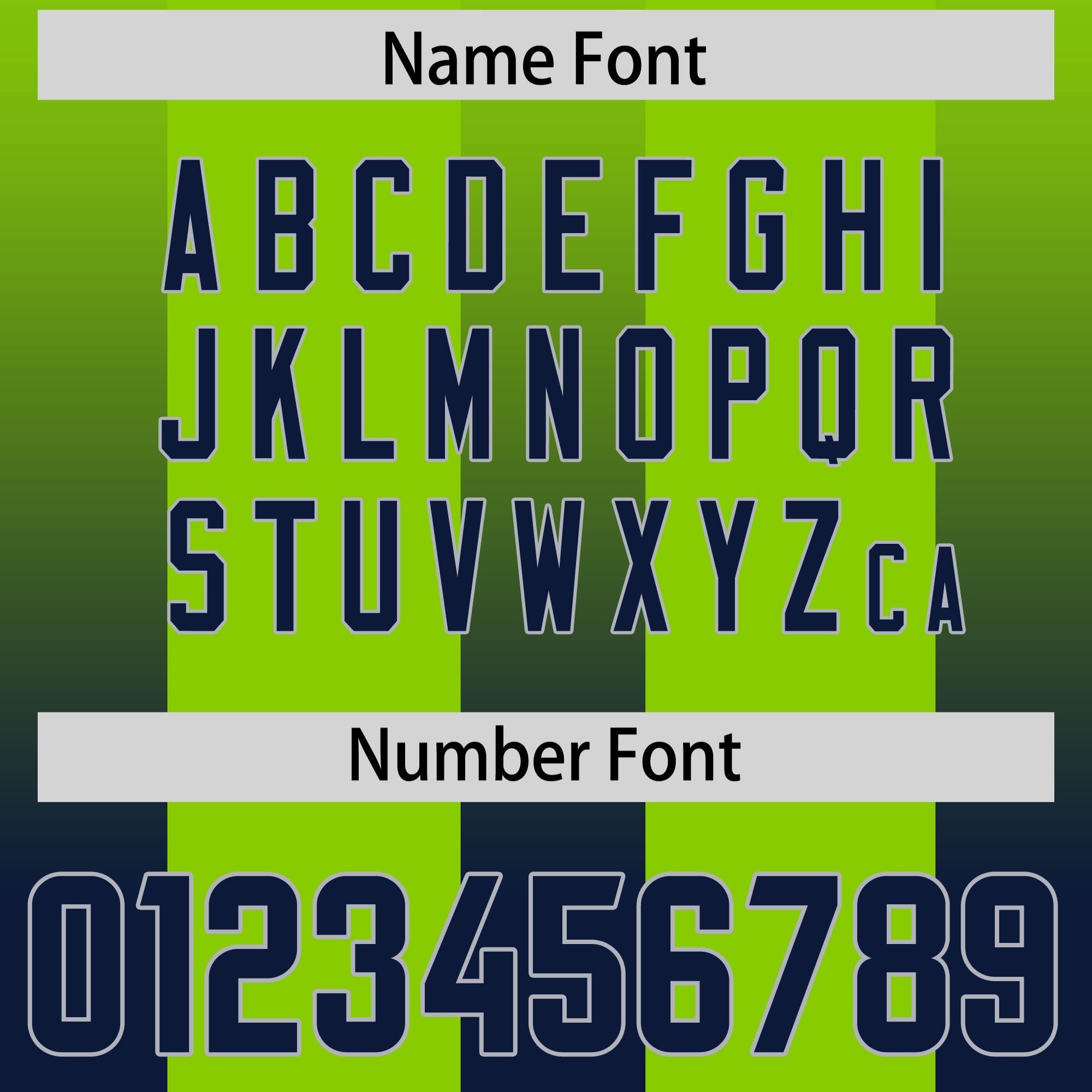 Custom Neon Green Navy Vertical Width Stripe Gradient Fashion Personalized Team American Football Jersey