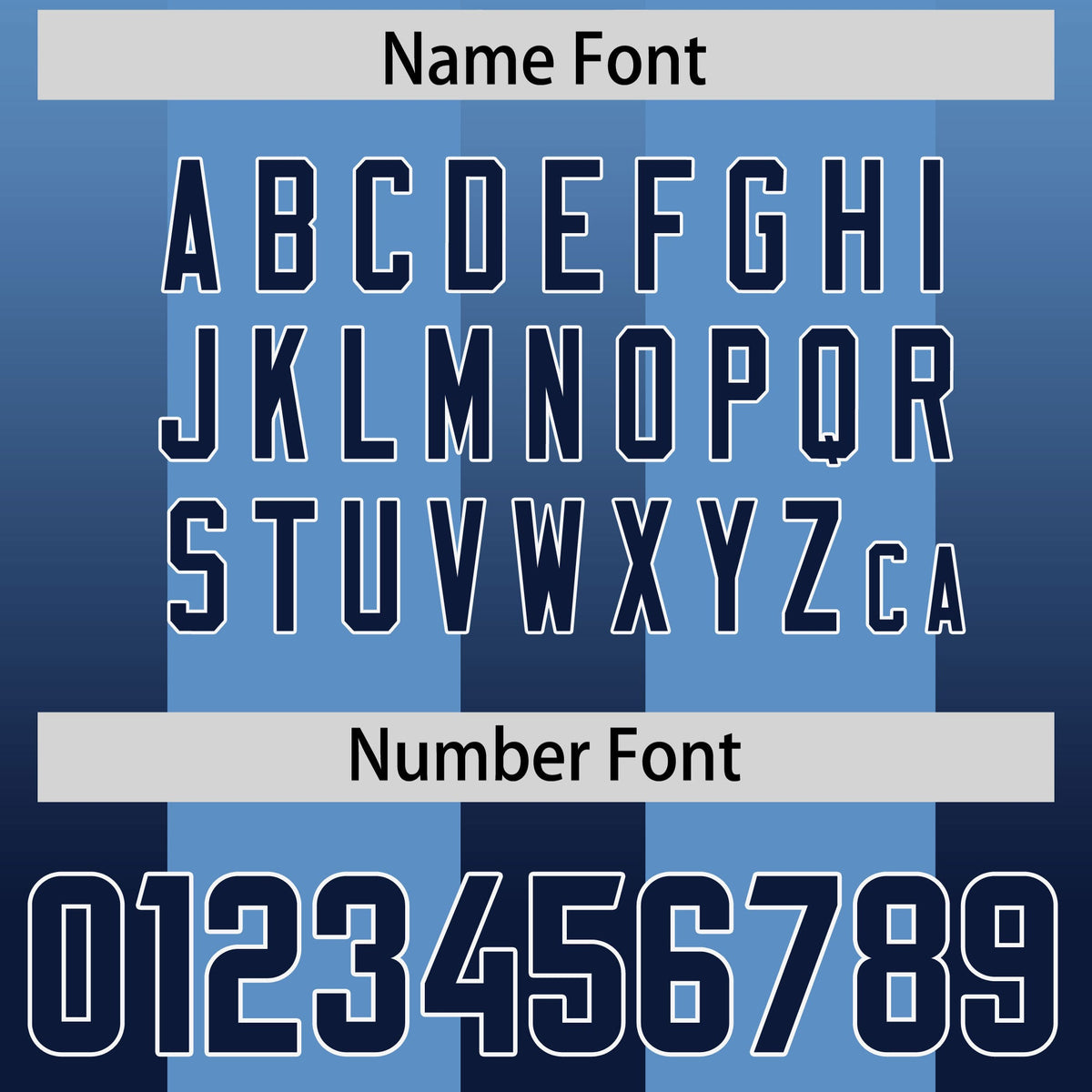 Custom Powder Blue Navy Vertical Width Stripe Gradient Fashion Personalized Team American Football Jersey