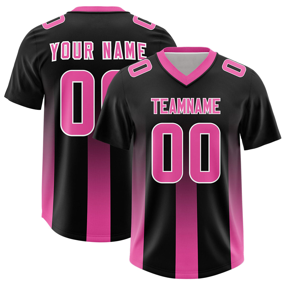 Custom Black Pink Vertical Width Stripe Gradient Fashion Personalized Team American Football Jersey