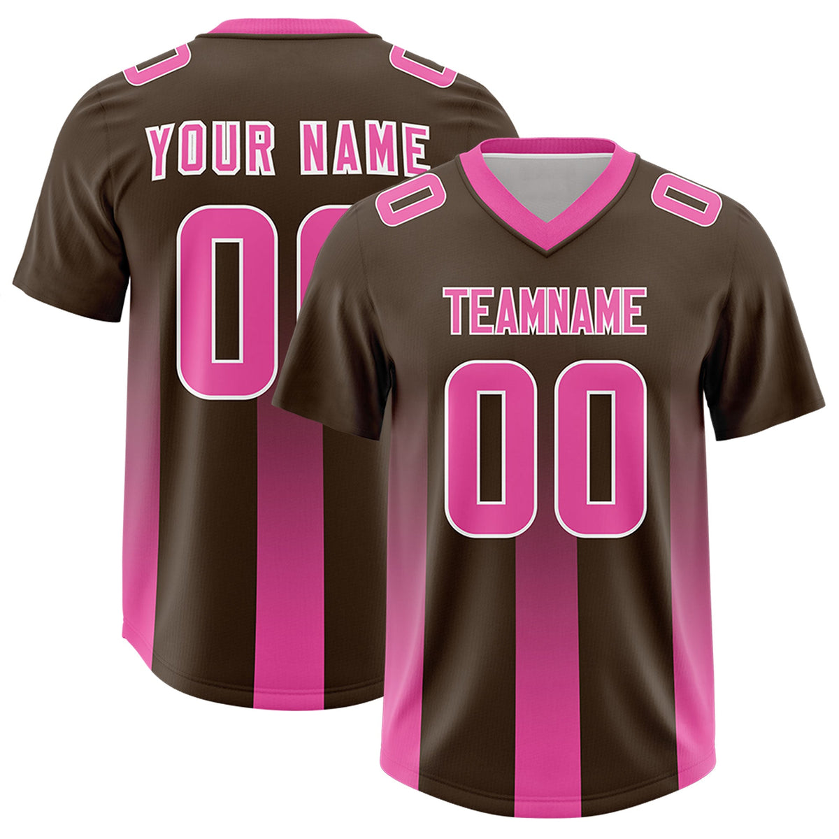 Custom Brown Pink Vertical Width Stripe Gradient Fashion Personalized Team American Football Jersey