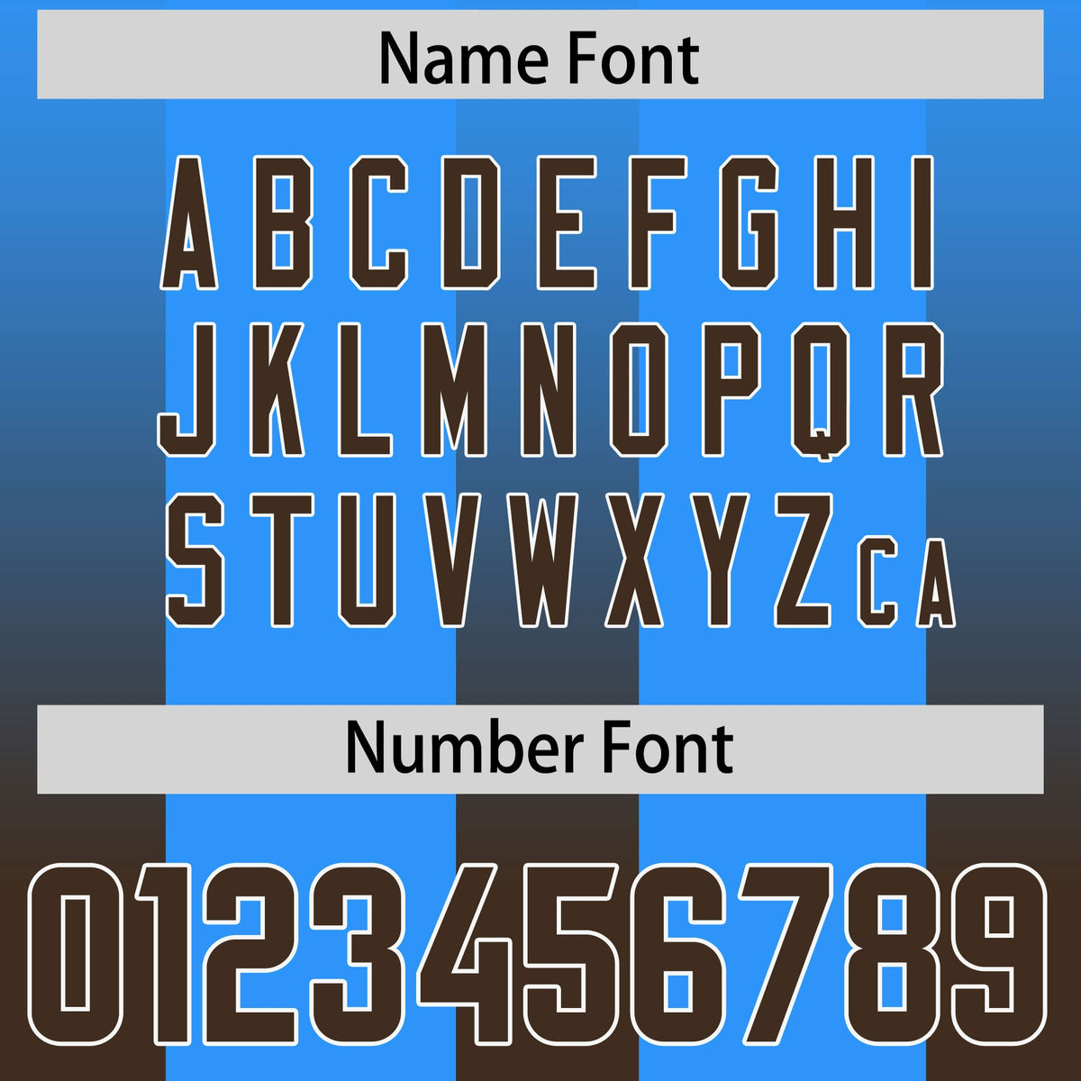 Custom Light Blue Brown Vertical Width Stripe Gradient Fashion Personalized Team American Football Jersey