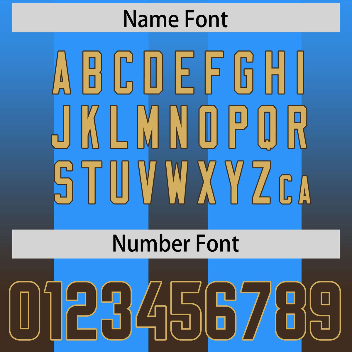 Custom Light Blue Brown Vertical Width Stripe Gradient Fashion Personalized Team American Football Jersey