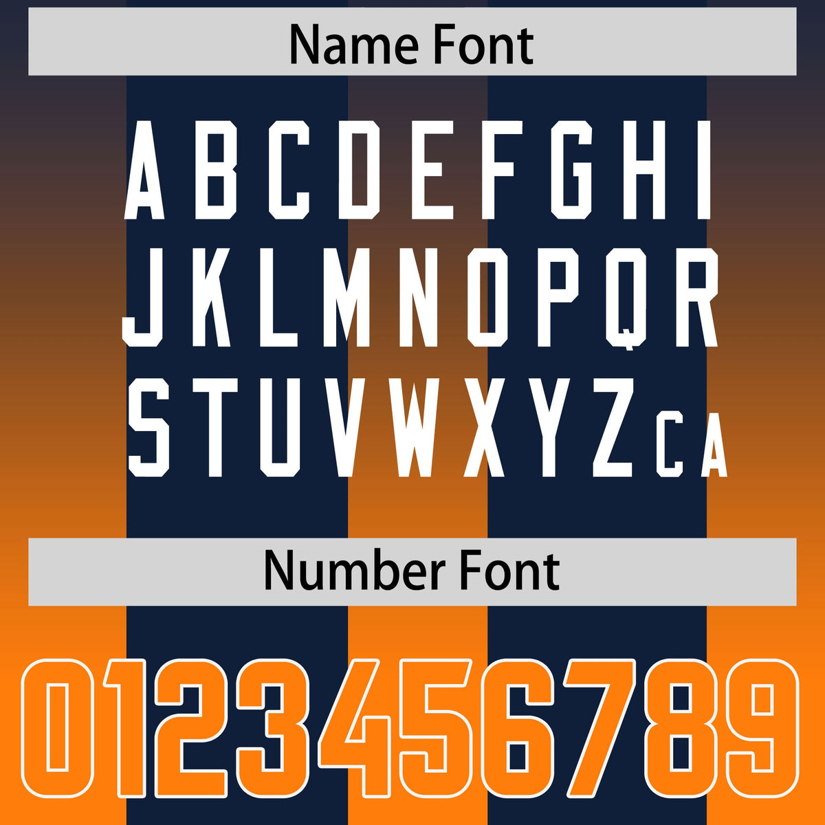 Custom Navy Orange Vertical Width Stripe Gradient Fashion Personalized Team American Football Jersey