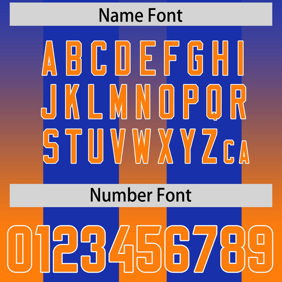 Custom Royal Orange Vertical Width Stripe Gradient Fashion Personalized Team American Football Jersey