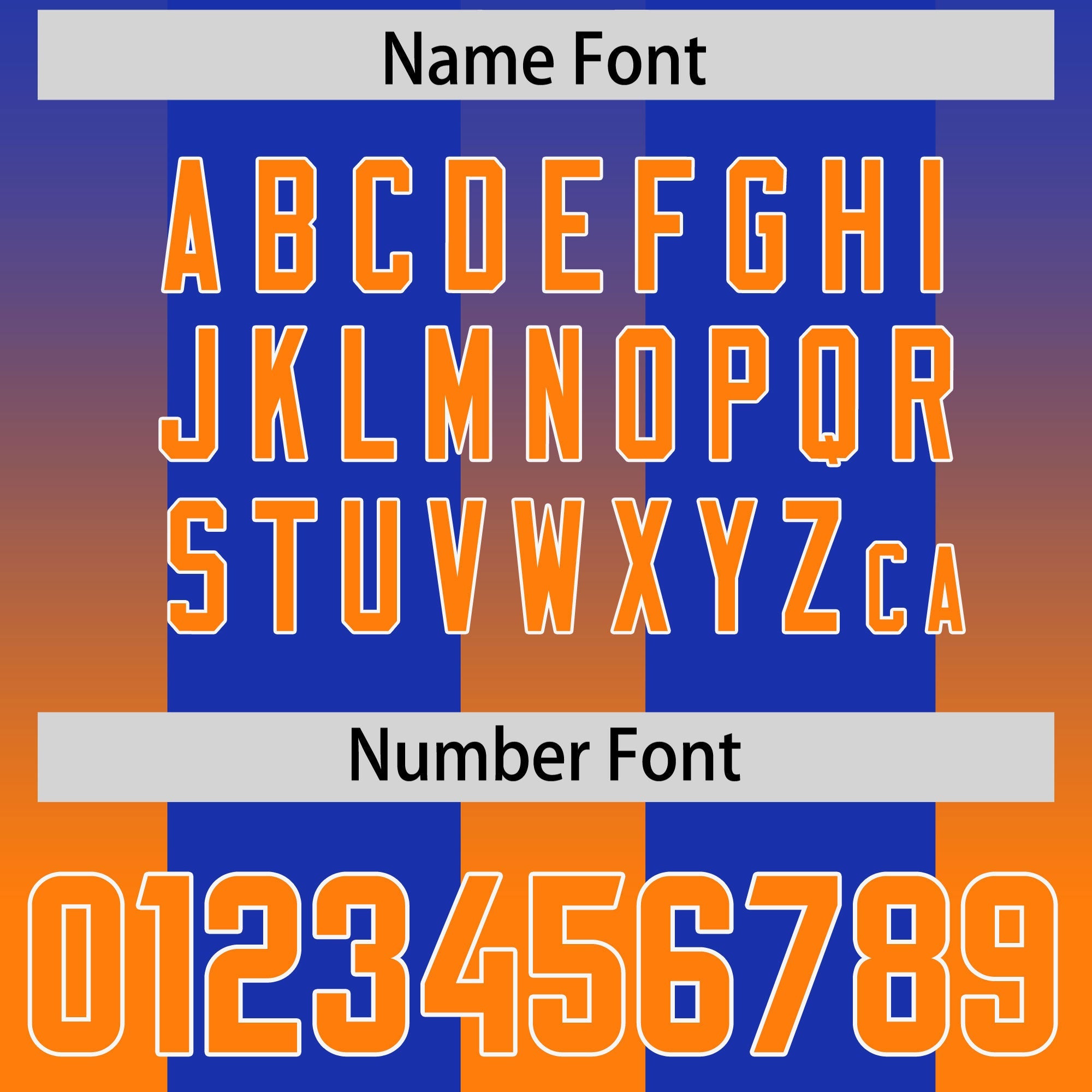 Custom Royal Orange Vertical Width Stripe Gradient Fashion Personalized Team American Football Jersey