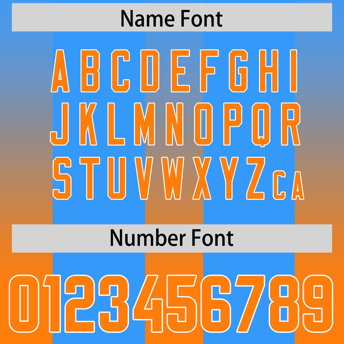 Custom Light Blue Orange Vertical Width Stripe Gradient Fashion Personalized Team American Football Jersey