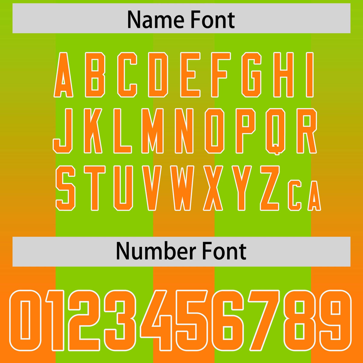 Custom Neon Green Orange Vertical Width Stripe Gradient Fashion Personalized Team American Football Jersey