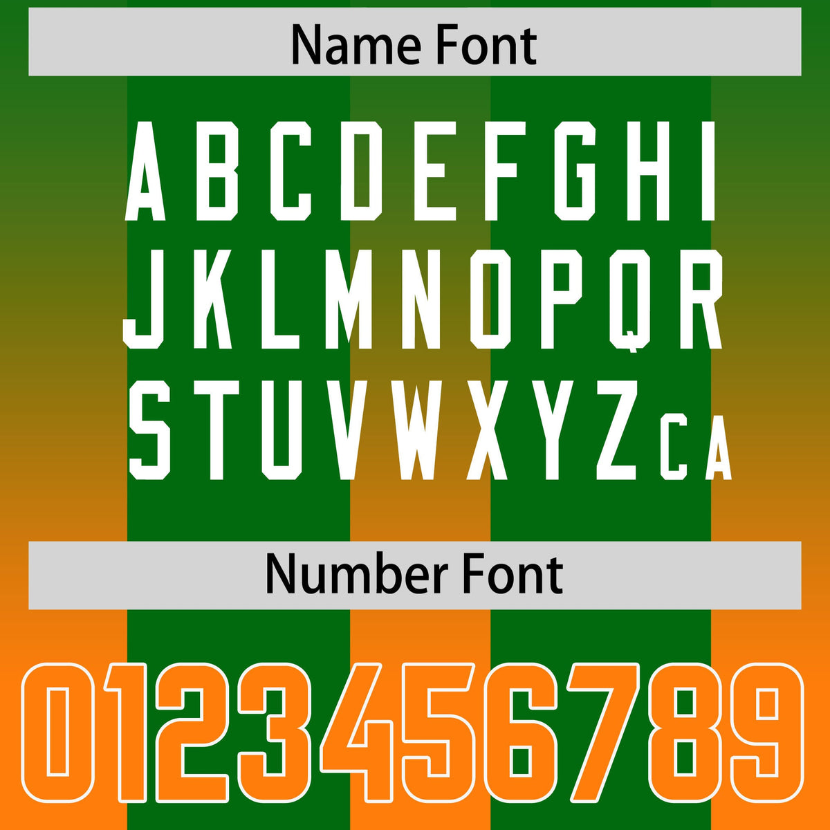 Custom Kelly Green Orange Vertical Width Stripe Gradient Fashion Personalized Team American Football Jersey