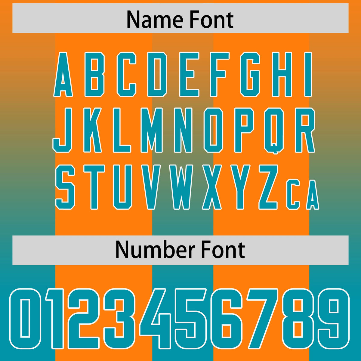 Custom Orange Aqua Vertical Width Stripe Gradient Fashion Personalized Team American Football Jersey