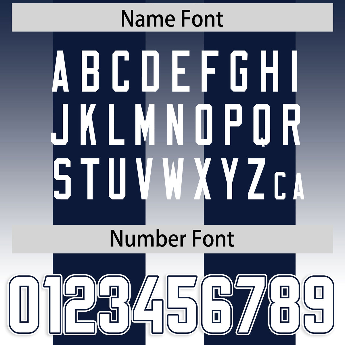 Custom Navy White Vertical Width Stripe Gradient Fashion Personalized Team American Football Jersey