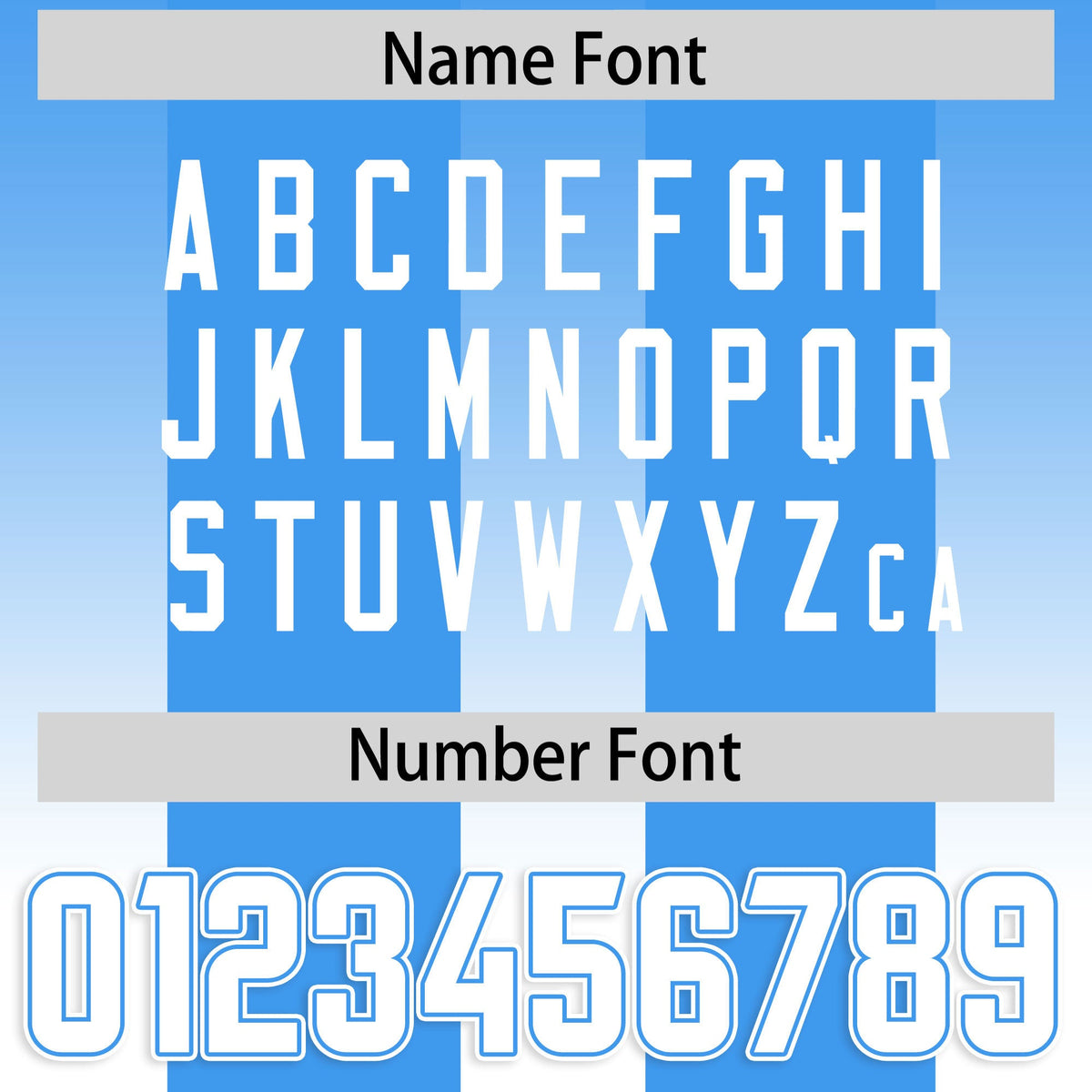 Custom Light Blue White Vertical Width Stripe Gradient Fashion Personalized Team Football Jersey