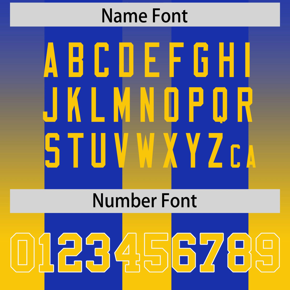 Custom Royal Yellow Vertical Width Stripe Gradient Fashion Personalized Team American Football Jersey