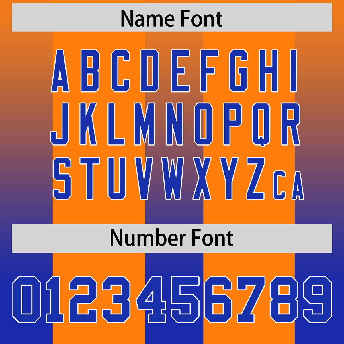 Custom Orange Royal Vertical Width Stripe Gradient Fashion Personalized Team American Football Jersey