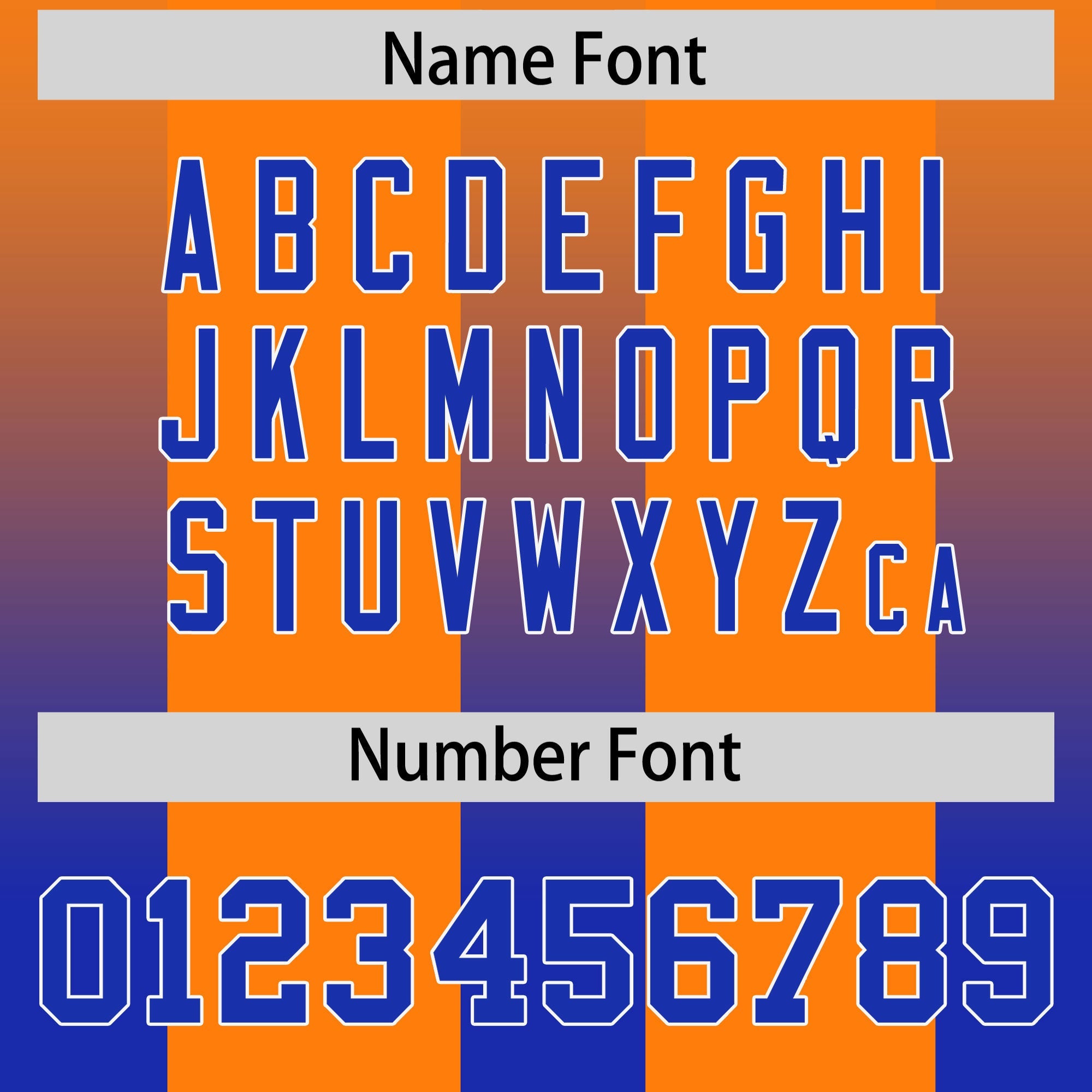 Custom Orange Royal Vertical Width Stripe Gradient Fashion Personalized Team American Football Jersey