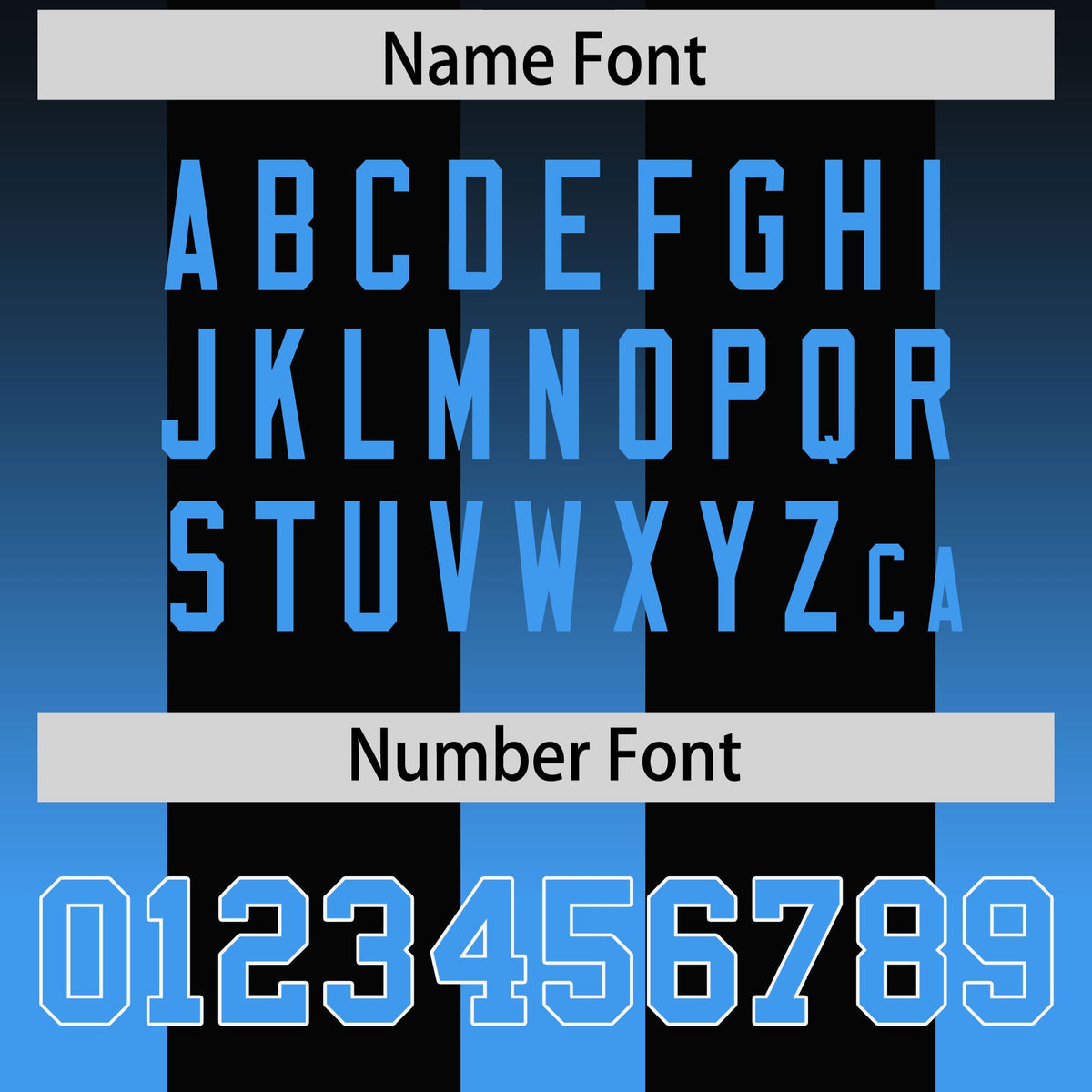 Custom Black Light Blue Vertical Width Stripe Gradient Fashion Personalized Team American Football Jersey