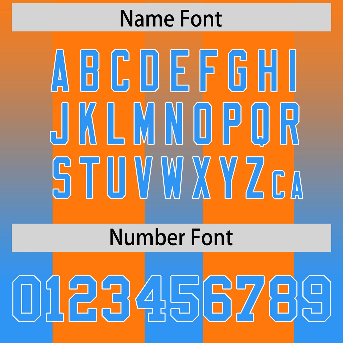 Custom Orange Light Blue Vertical Width Stripe Gradient Fashion Personalized Team American Football Jersey