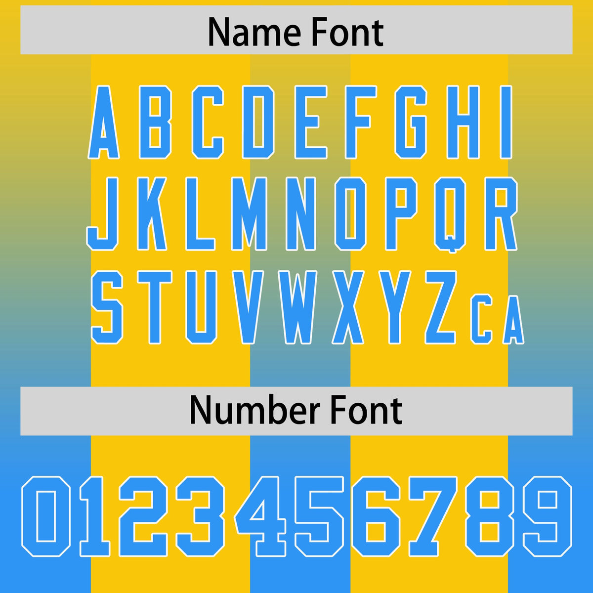 Custom Yellow Light Blue Vertical Width Stripe Gradient Fashion Personalized Team American Football Jersey