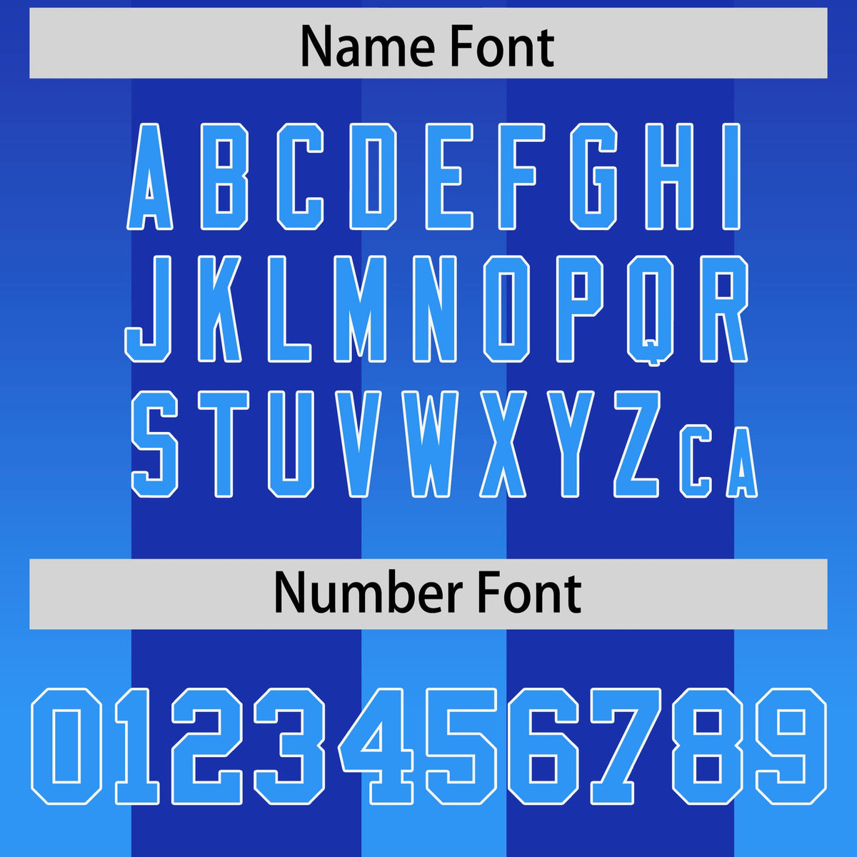 Custom Royal Light Blue Vertical Width Stripe Gradient Fashion Personalized Team American Football Jersey