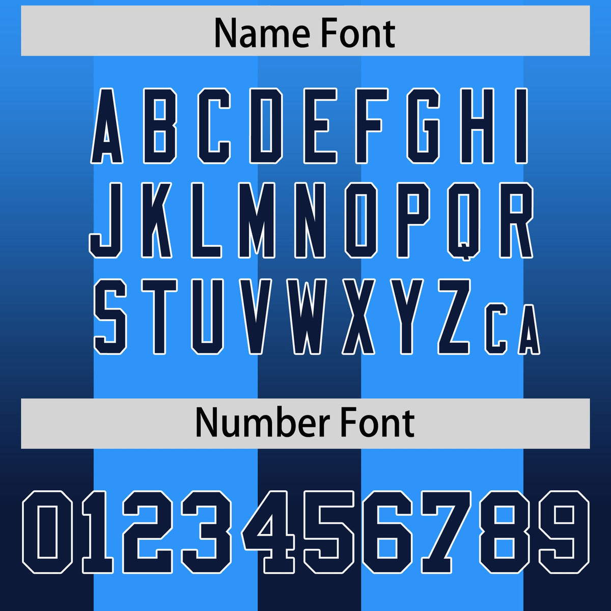 Custom Light Blue Navy Vertical Width Stripe Gradient Fashion Personalized Team American Football Jersey