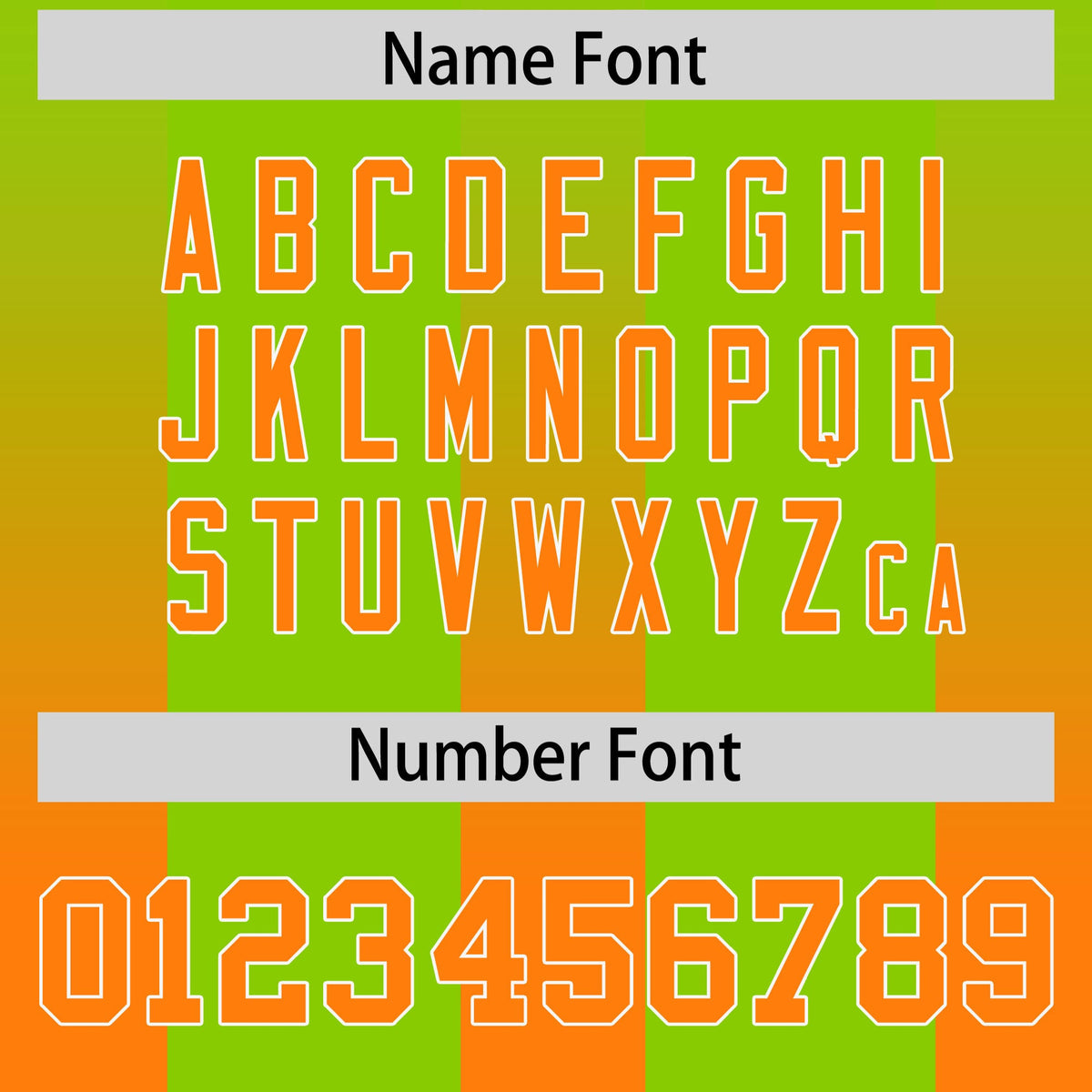 Custom Neon Green Orange Vertical Width Stripe Gradient Fashion Personalized Team American Football Jersey