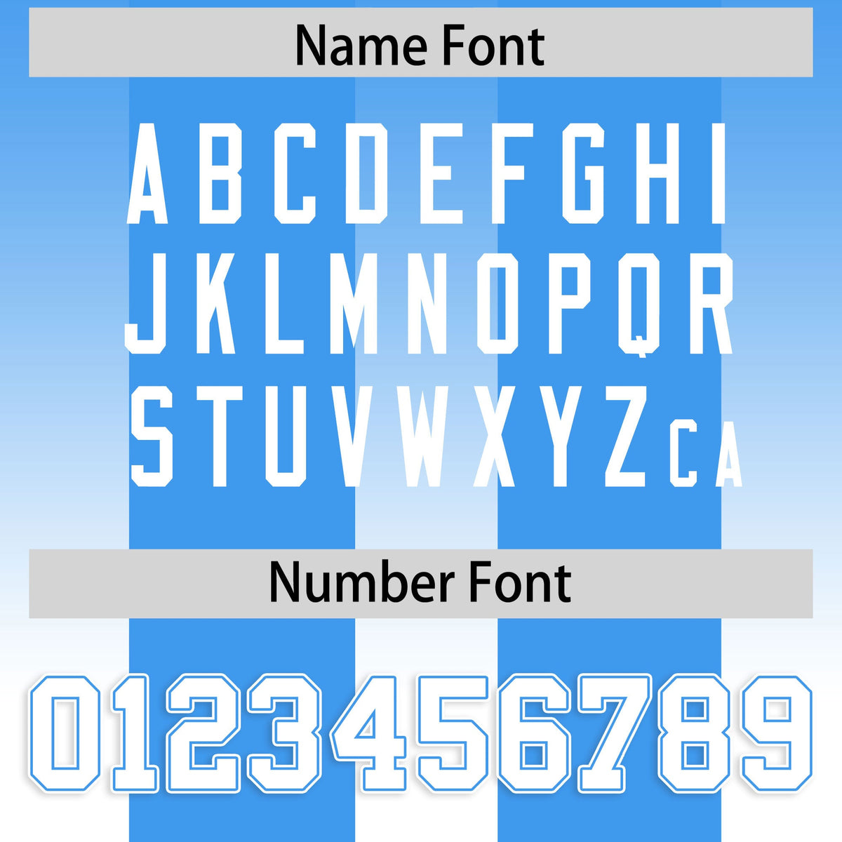 Custom Light Blue White Vertical Width Stripe Gradient Fashion Personalized Team Football Jersey