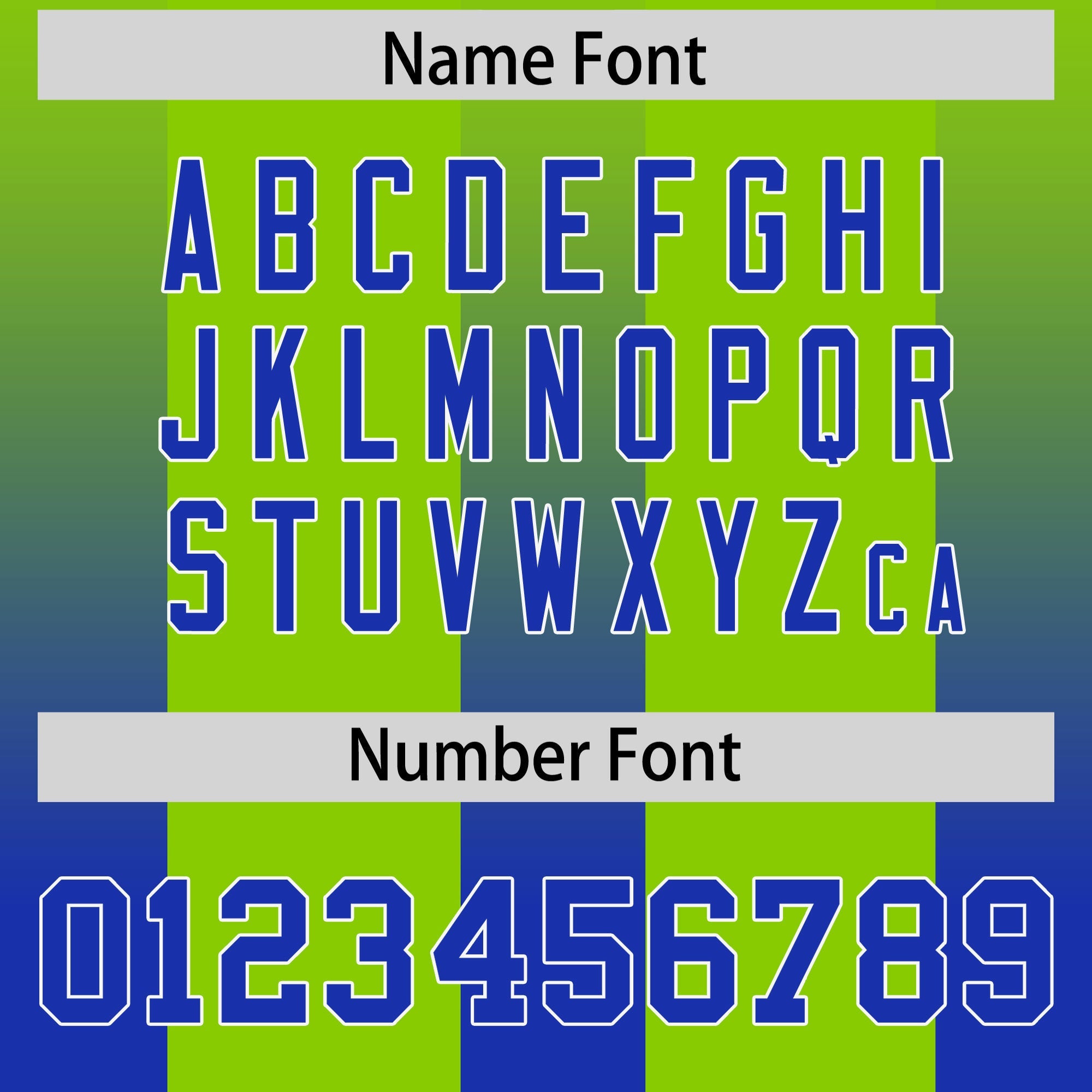 Custom Neon Green Royal Vertical Width Stripe Gradient Fashion Personalized Team American Football Jersey