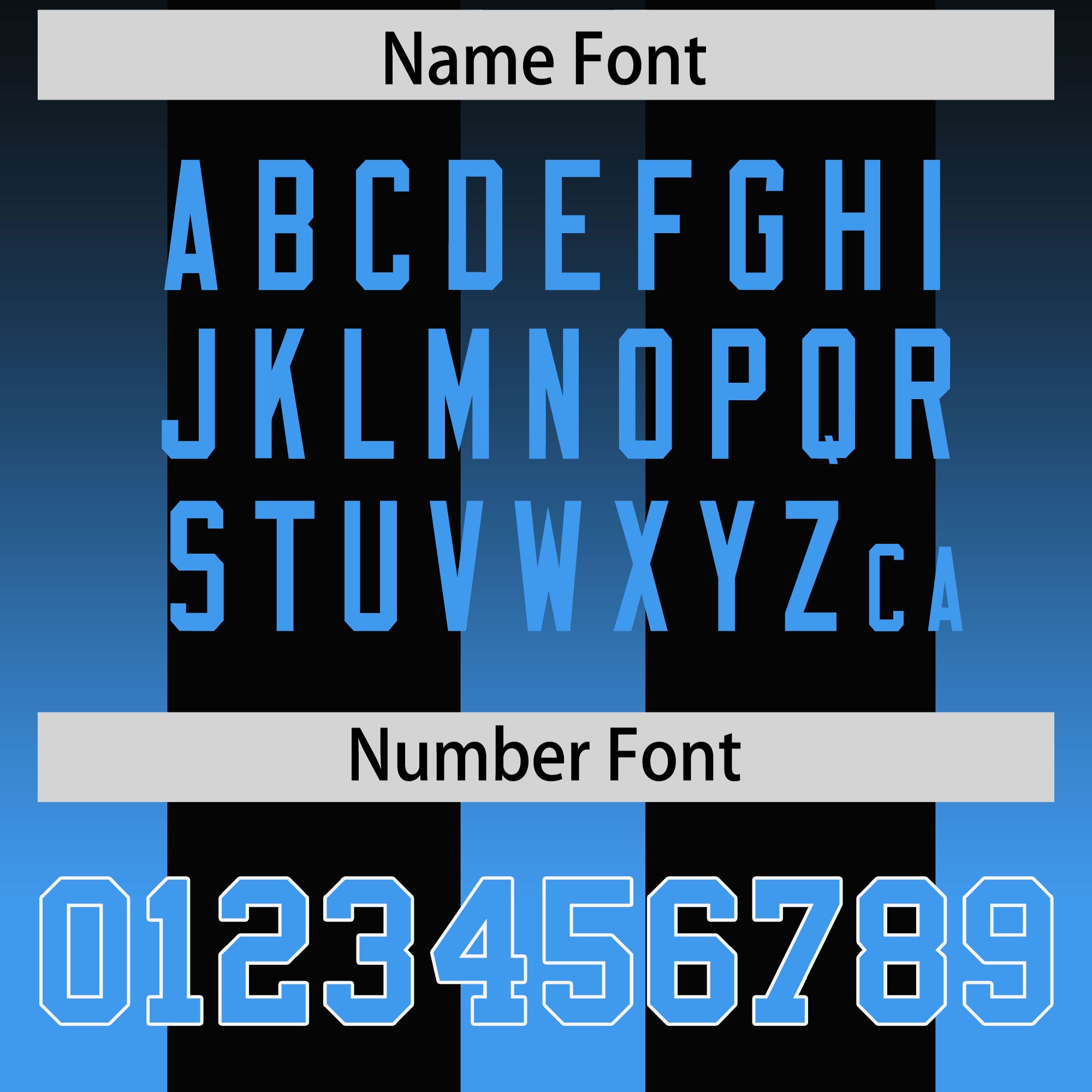 Custom Black Light Blue Vertical Width Stripe Gradient Fashion Personalized Team American Football Jersey