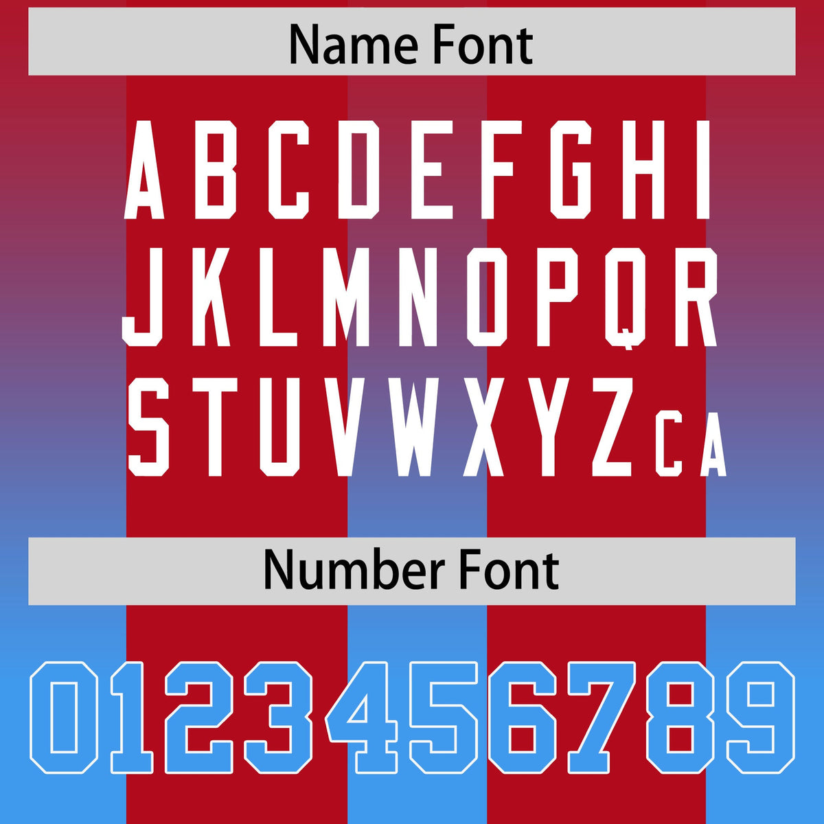 Custom Red Light Blue Vertical Width Stripe Gradient Fashion Personalized Team American Football Jersey