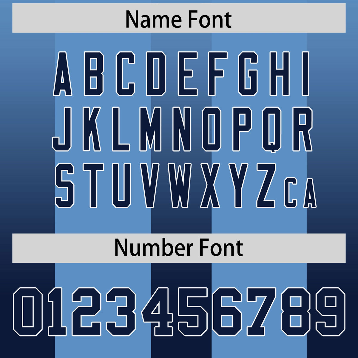 Custom Powder Blue Navy Vertical Width Stripe Gradient Fashion Personalized Team American Football Jersey