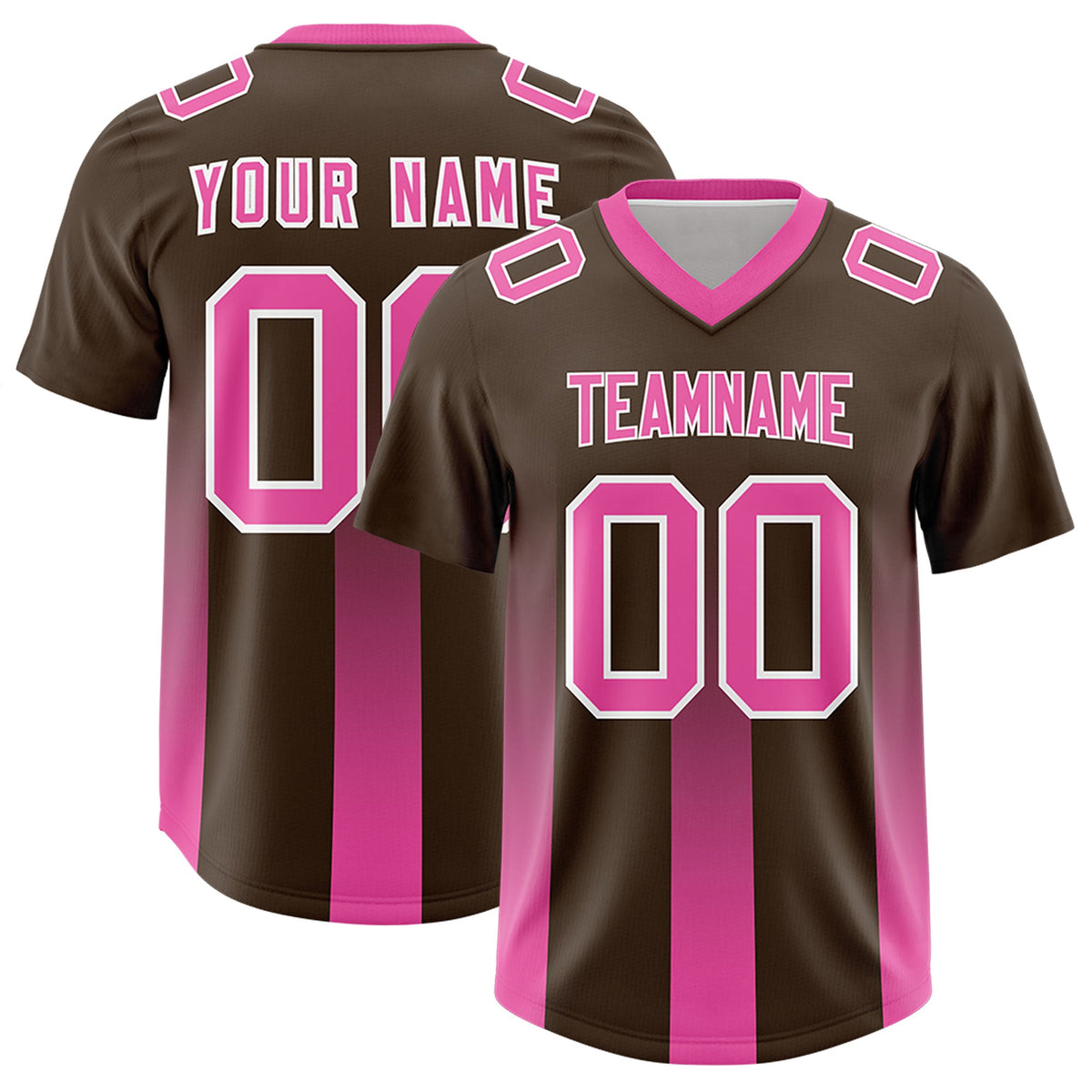 Custom Brown Pink Vertical Width Stripe Gradient Fashion Personalized Team American Football Jersey