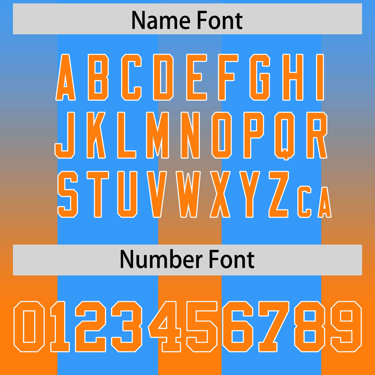 Custom Light Blue Orange Vertical Width Stripe Gradient Fashion Personalized Team American Football Jersey