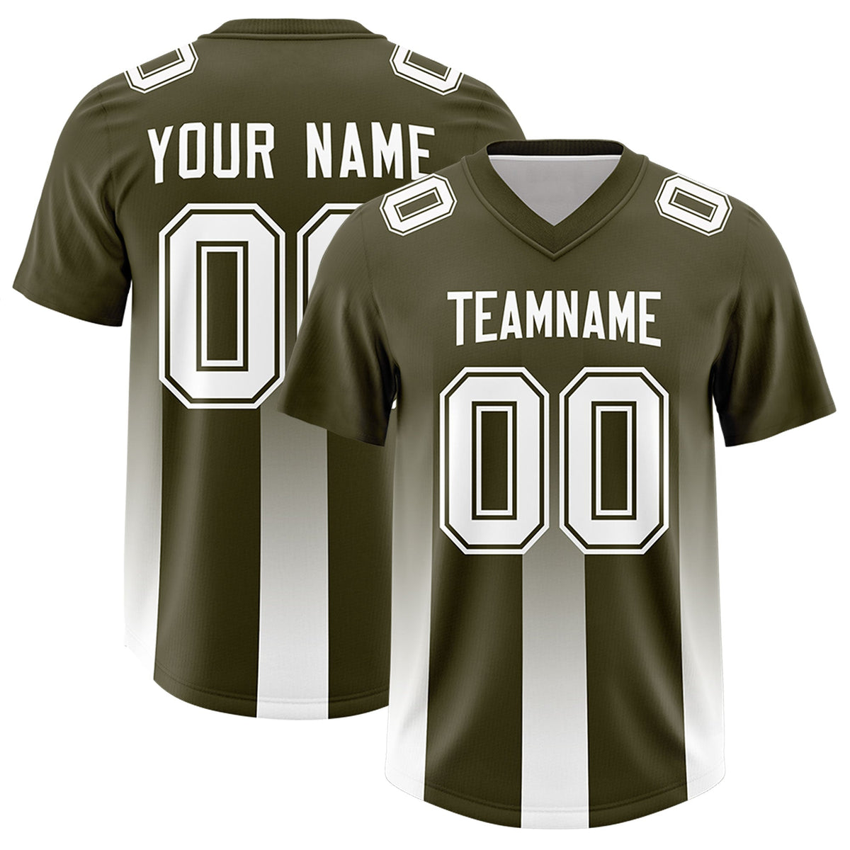 Custom Olive White Vertical Width Stripe Gradient Fashion Personalized Team American Football Jersey