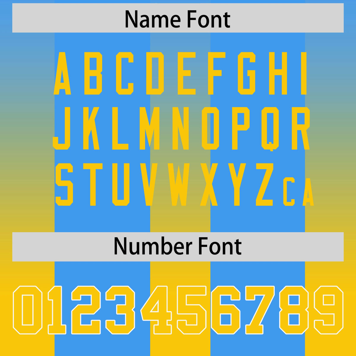 Custom Light Blue Yellow Vertical Width Stripe Gradient Fashion Personalized Team American Football Jersey