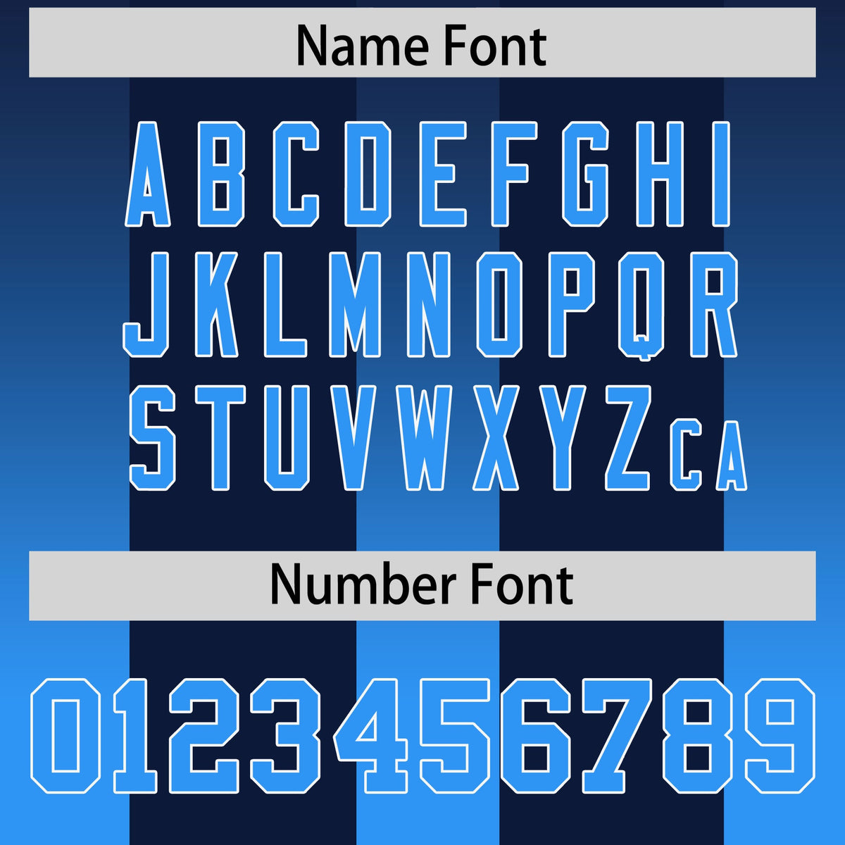 Custom Navy Light Blue Vertical Width Stripe Gradient Fashion Personalized Team American Football Jersey