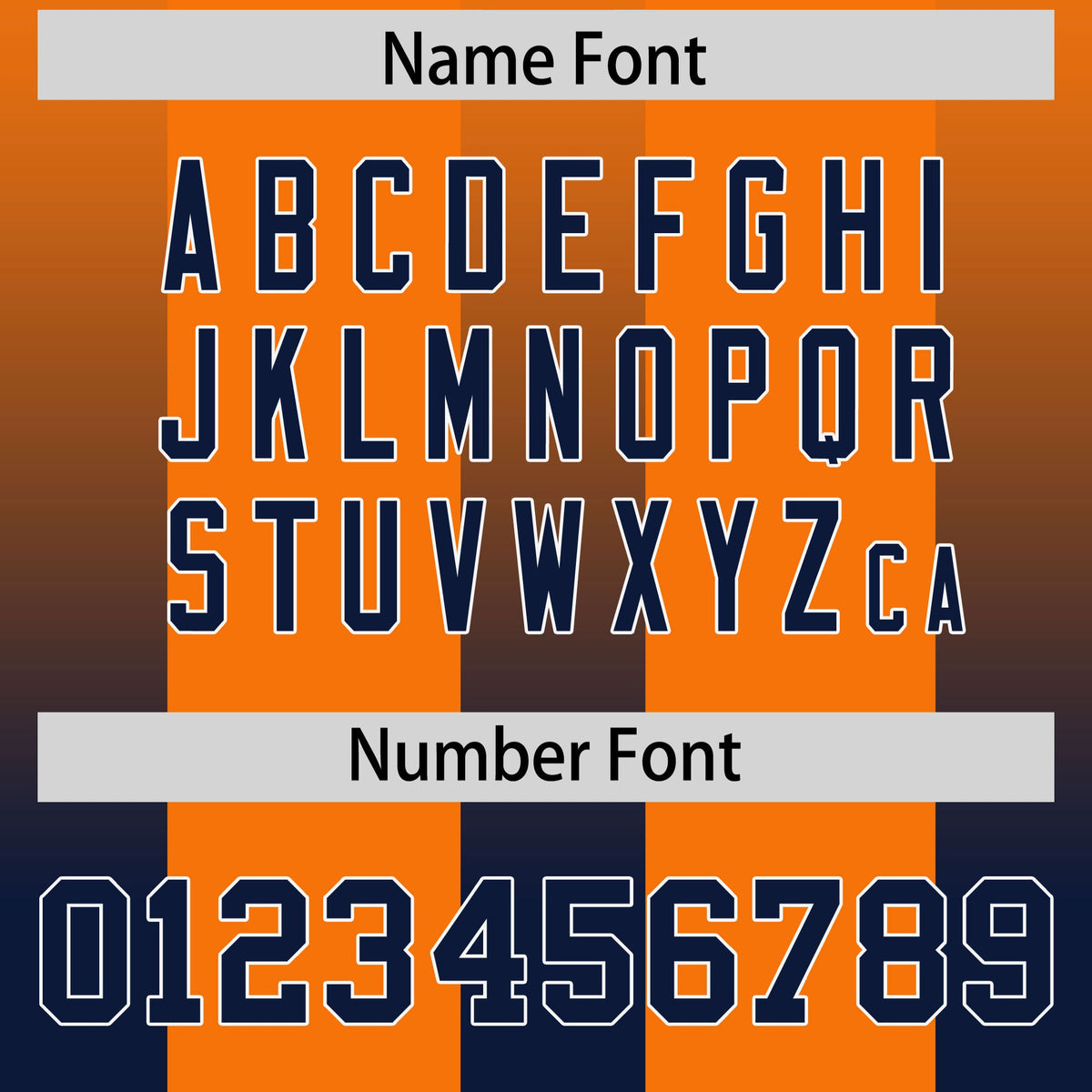 Custom Orange Navy Vertical Width Stripe Gradient Fashion Personalized Team American Football Jersey