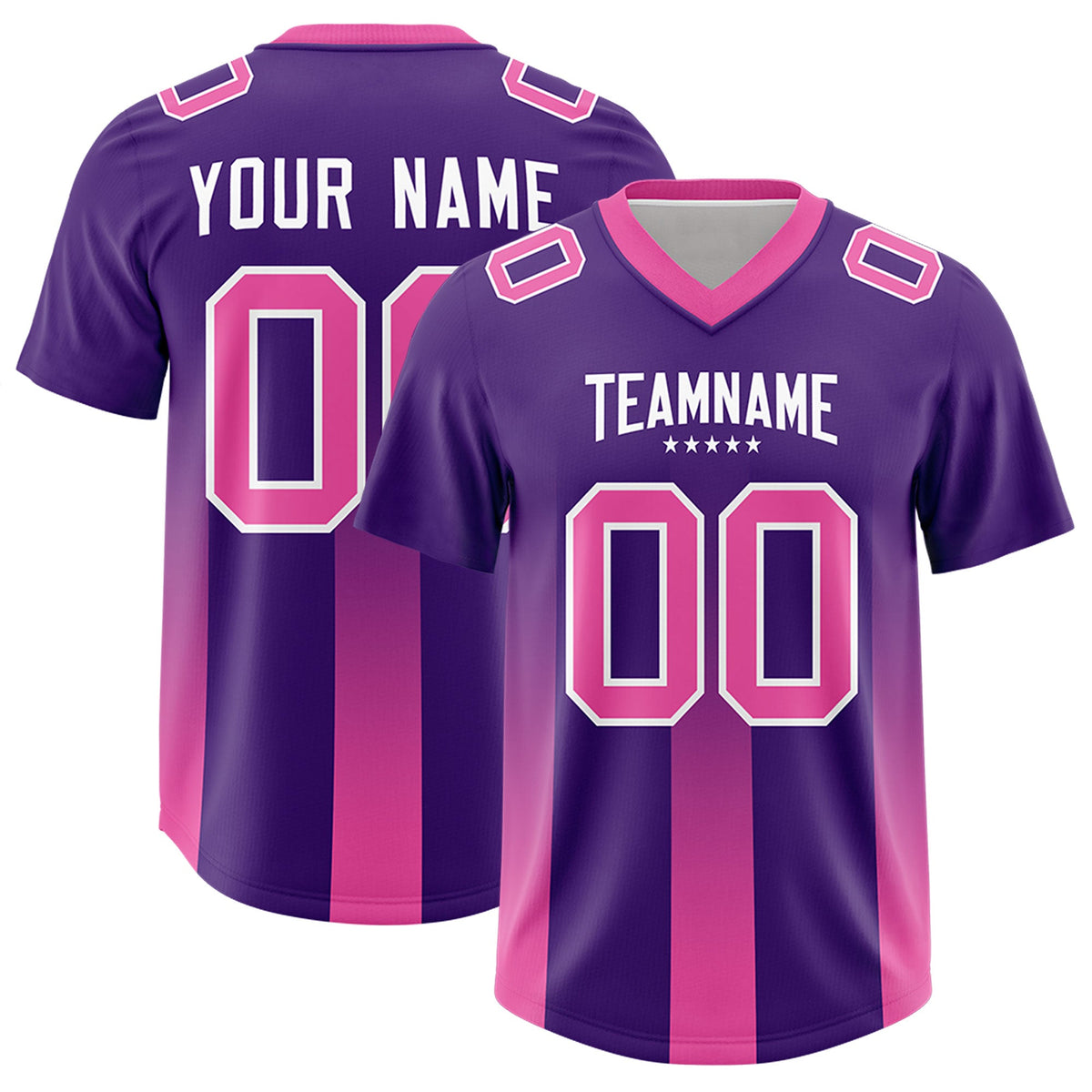 Custom Purple Pink Vertical Width Stripe Gradient Fashion Personalized Team American Football Jersey