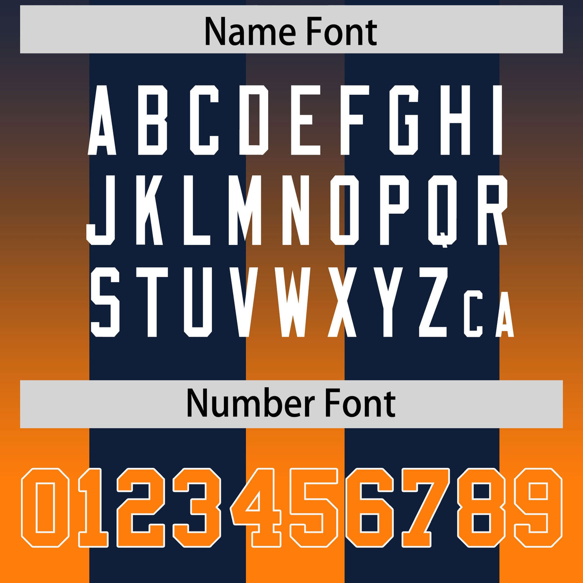 Custom Navy Orange Vertical Width Stripe Gradient Fashion Personalized Team American Football Jersey