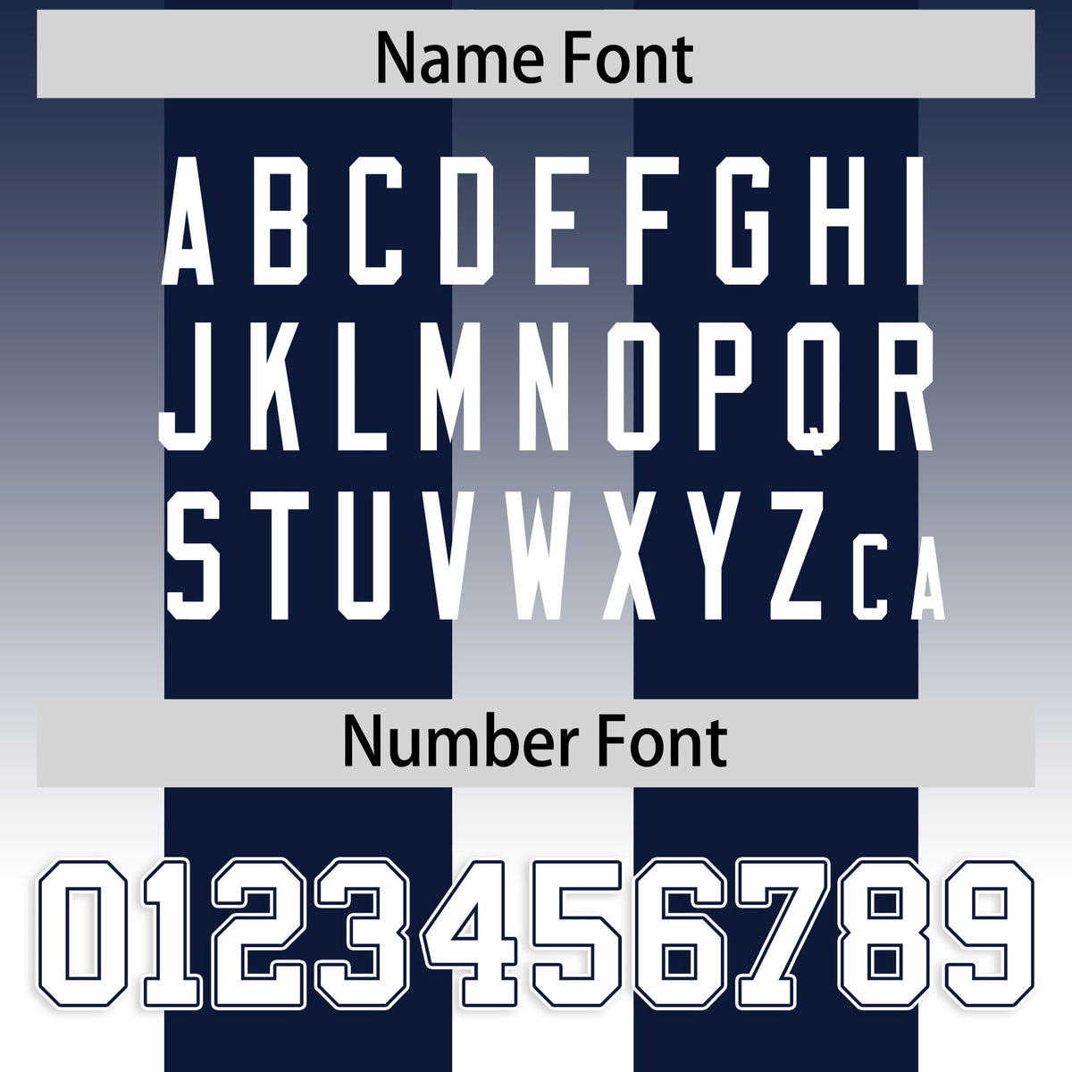 Custom Navy White Vertical Width Stripe Gradient Fashion Personalized Team American Football Jersey