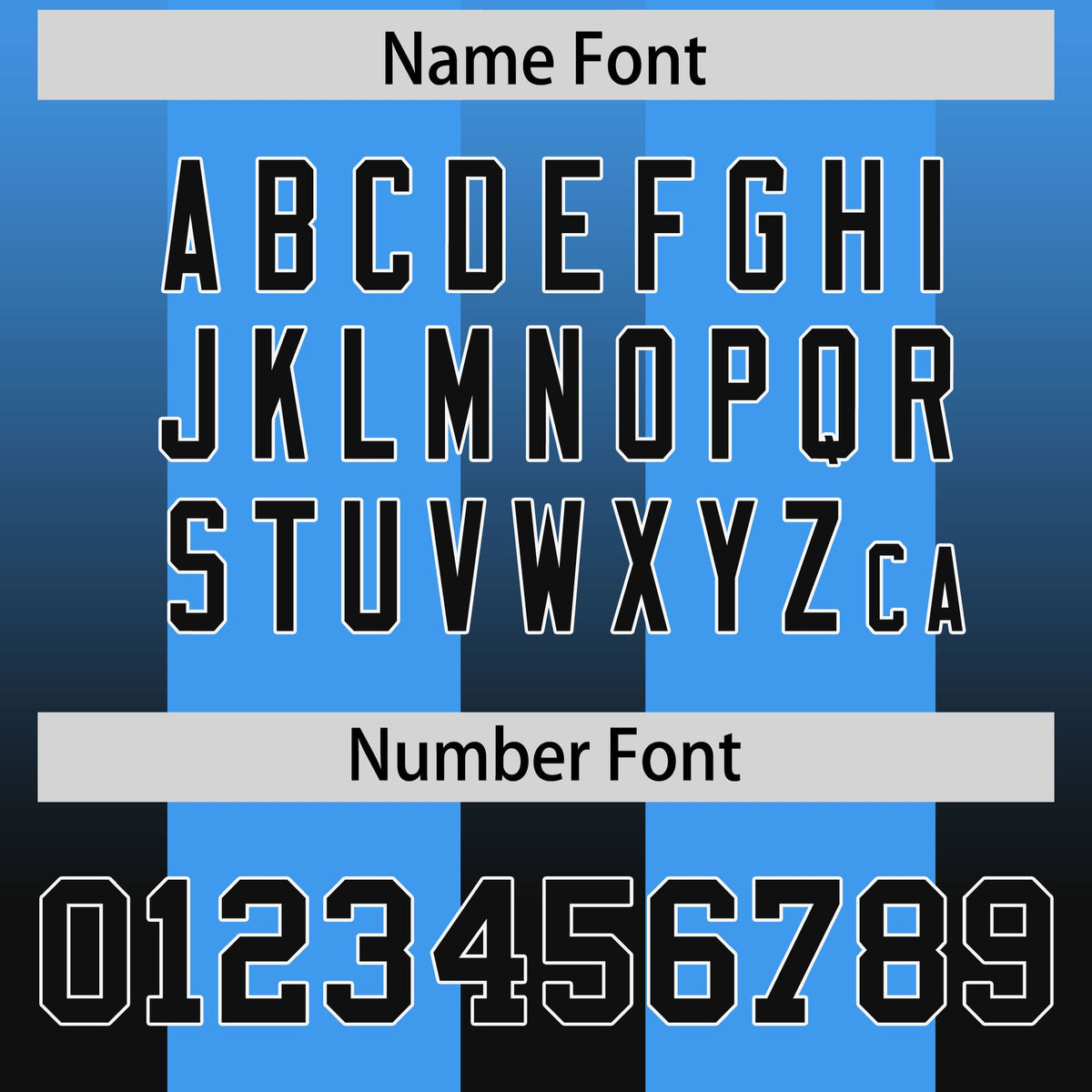 Custom Light Blue Black Vertical Width Stripe Gradient Fashion Personalized Team American Football Jersey