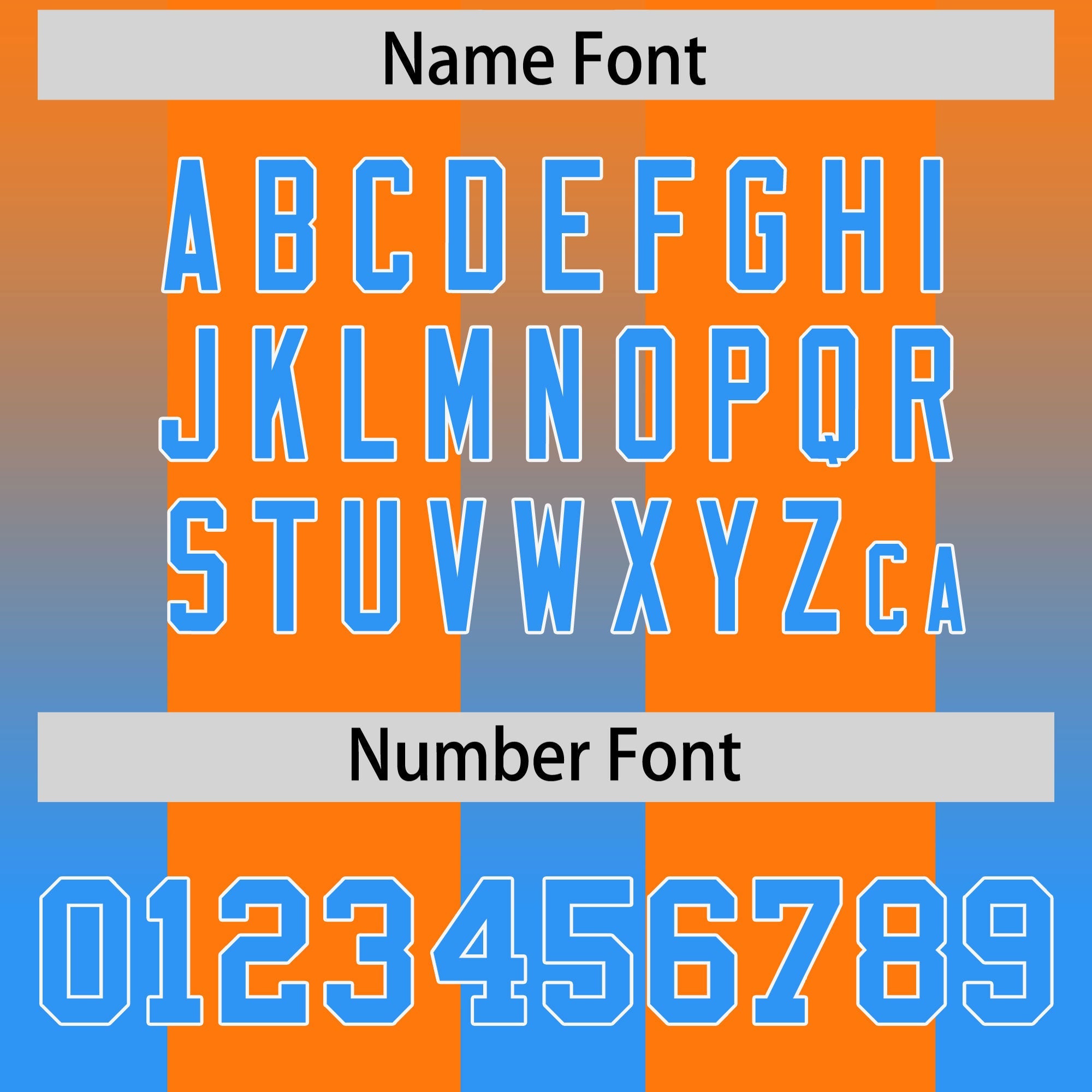 Custom Orange Light Blue Vertical Width Stripe Gradient Fashion Personalized Team American Football Jersey