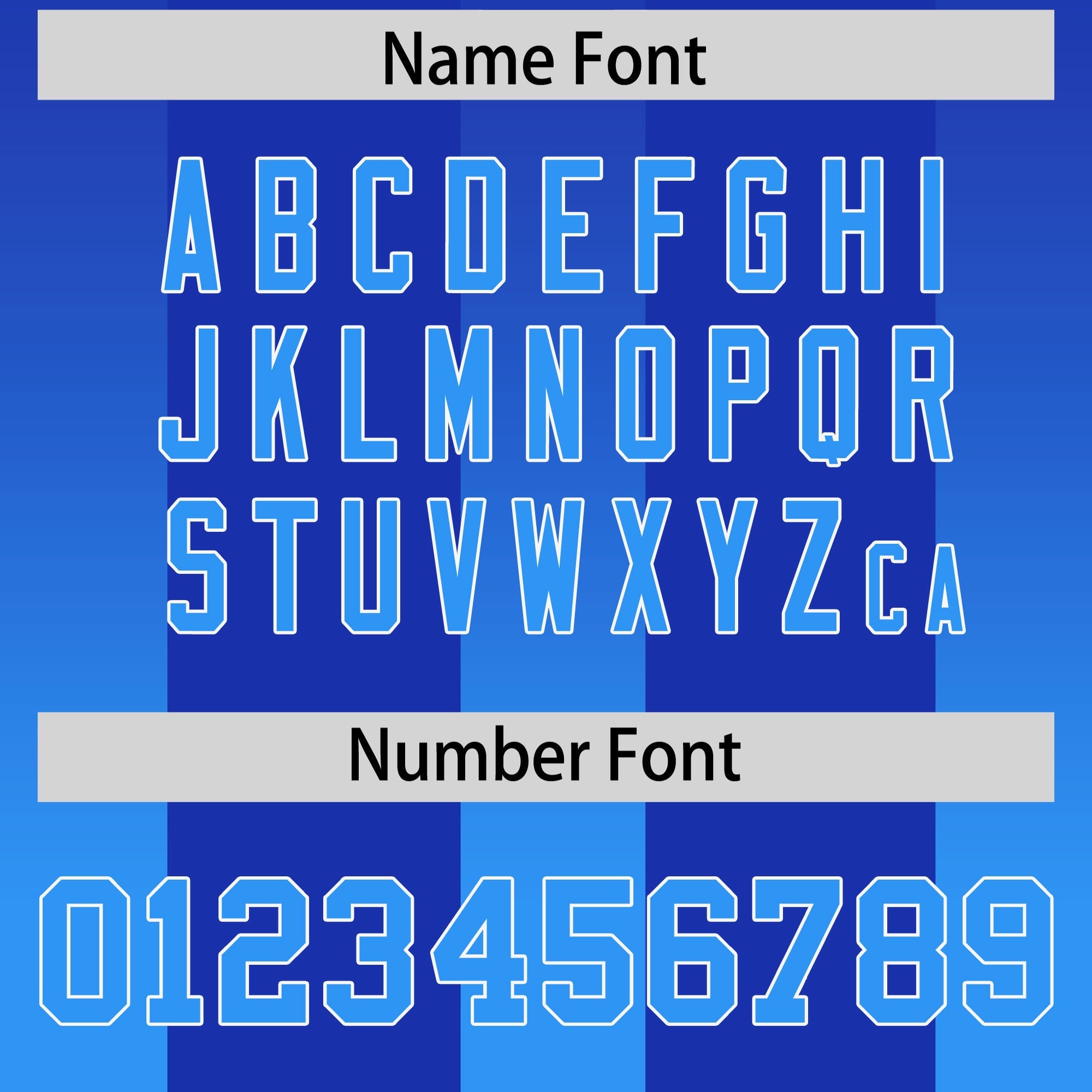 Custom Royal Light Blue Vertical Width Stripe Gradient Fashion Personalized Team American Football Jersey