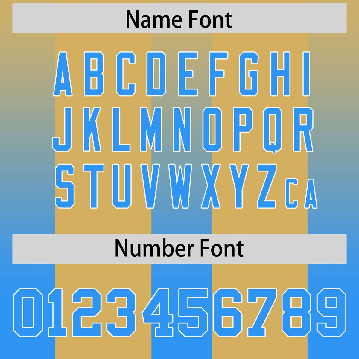 Custom Khaki Light Blue Vertical Width Stripe Gradient Fashion Personalized Team American Football Jersey