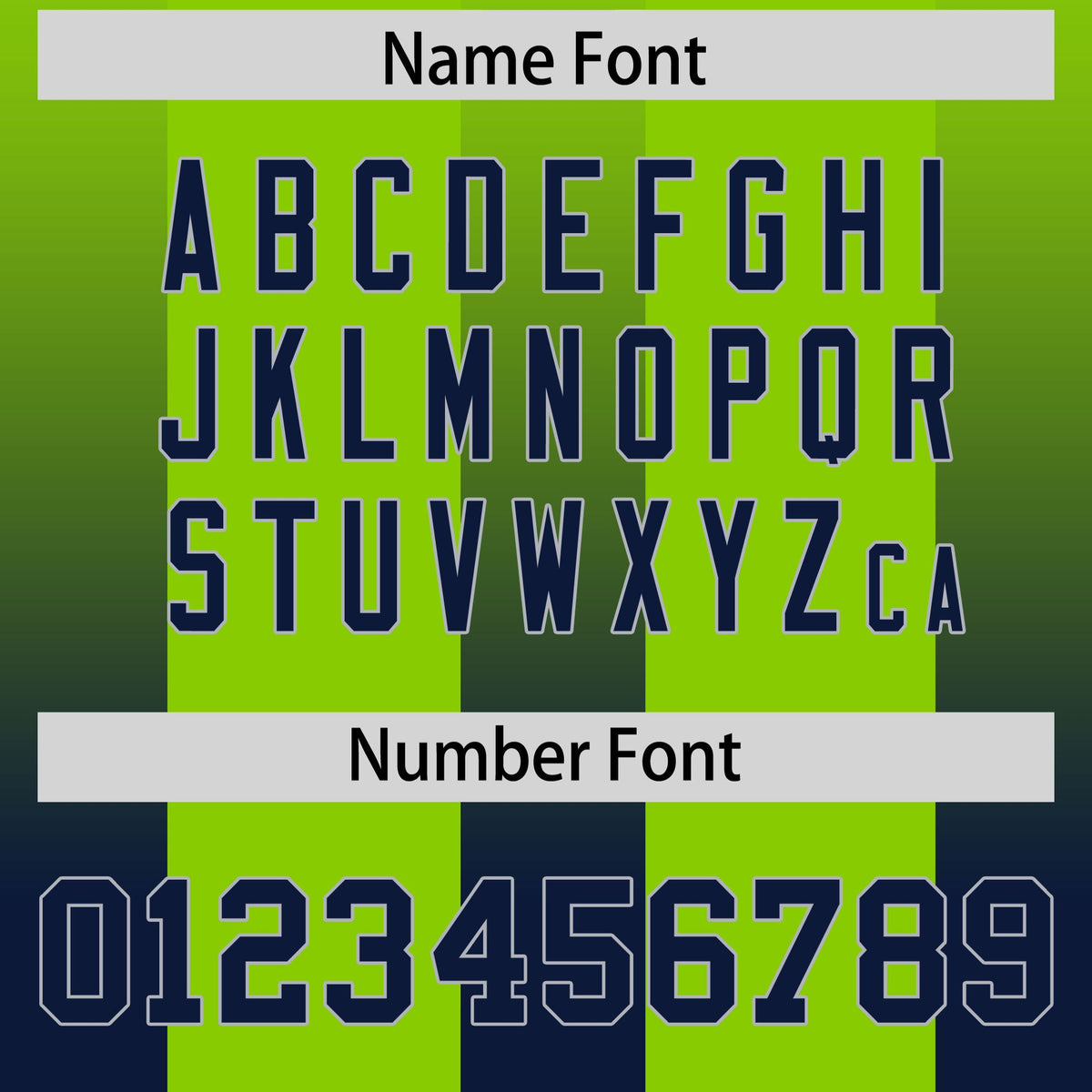 Custom Neon Green Navy Vertical Width Stripe Gradient Fashion Personalized Team American Football Jersey